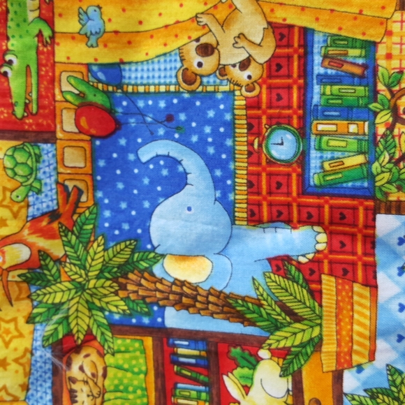 Fabric Cotton Remnant DIY Primary Colors Baby Animals 1 3/4 yards - Picture 4 of 8